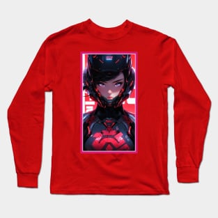 Anime Race Girl | Quality 3D Anime Artwork | Pink Red Black Blue Chibi Manga Anime Art Long Sleeve T-Shirt